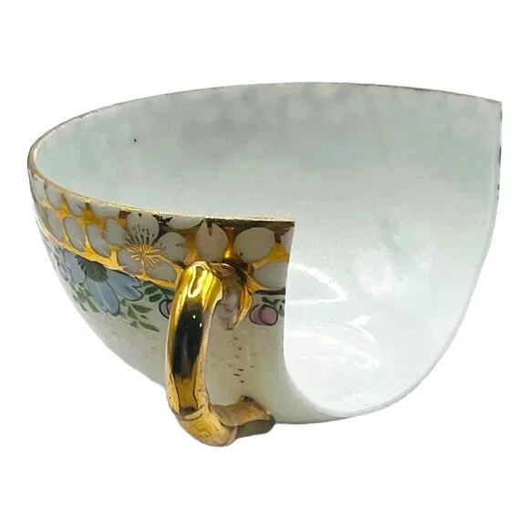 Broken China Pendant Necklace With Gold Tone Chain & Multifaceted Crystal Bead - Picture 11 of 11